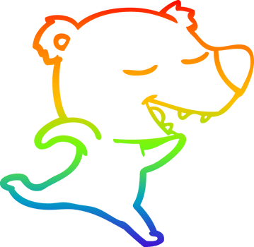 rainbow gradient line drawing of a cartoon polar bear png