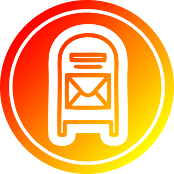 mail box circular icon with warm gradient finish png