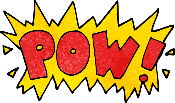cartoon doodle word pow png