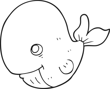 drawn black and white cartoon happy whale png