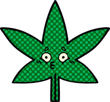 comic book style cartoon of a marijuana leaf png