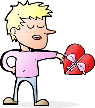 cartoon man with valentine gift png