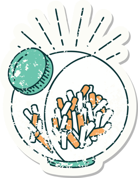 worn old sticker of a tattoo style jar of candy png