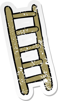 distressed sticker of a cartoon ladder png