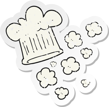 retro distressed sticker of a cartoon chef hat png