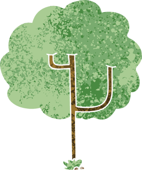 retro illustration style quirky cartoon tree png
