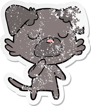 distressed sticker of a cartoon dog png