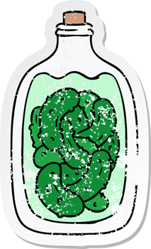 hand drawn distressed sticker cartoon doodle jar of pickled gherkins png