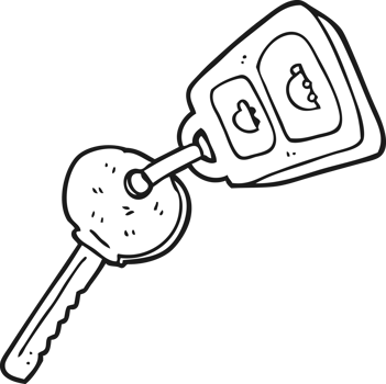 drawn black and white cartoon key png