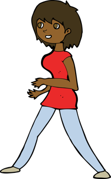 cartoon woman walking png