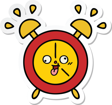 sticker of a cute cartoon alarm clock png