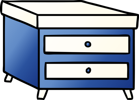 hand drawn gradient cartoon doodle of a bedside table png