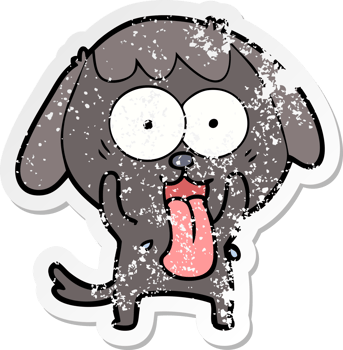 distressed sticker of a cute cartoon dog png