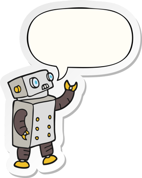 cartoon robot with speech bubble sticker png