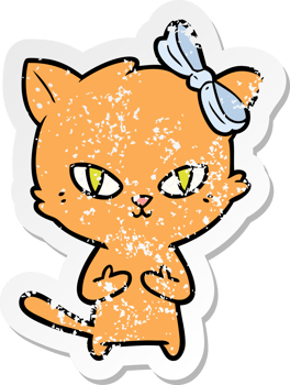 distressed sticker of a cute cartoon cat png