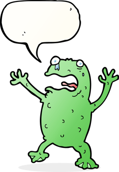 cartoon frightened frog with speech bubble png