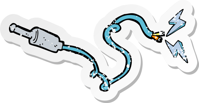 retro distressed sticker of a cartoon plug png