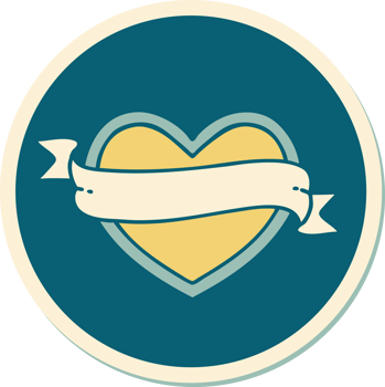 sticker of tattoo in traditional style of a heart and banner png