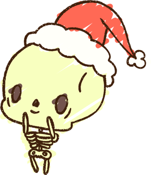 a cartoon skeleton wearing a santa hat png