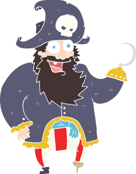 flat color illustration of pirate captain png