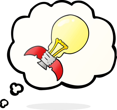 drawn thought bubble cartoon lightbulb rocket ship png