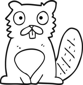 drawn black and white cartoon beaver png