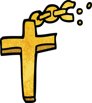 cartoon doodle crucifix on chain png