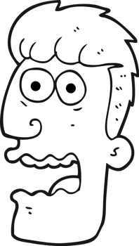 drawn black and white cartoon shocked man png