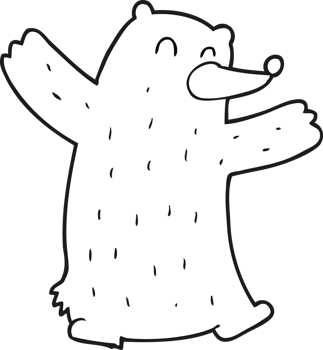 drawn black and white cartoon bear png