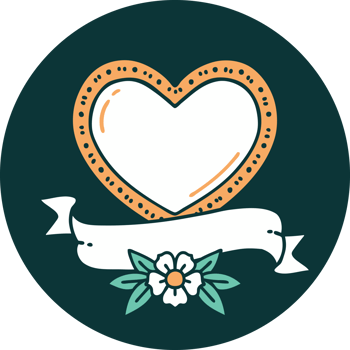 iconic tattoo style image of a heart and banner png