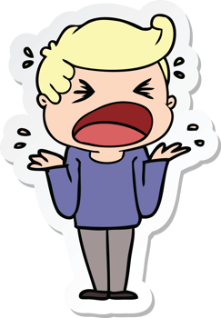 sticker of a cartoon shouting man png