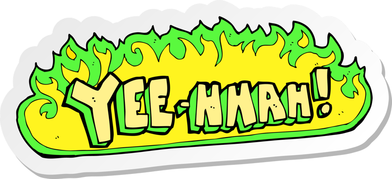 sticker of a yee hah cartoon png