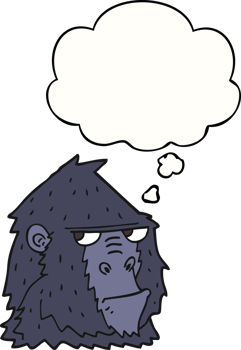 cartoon gorilla with thought bubble png