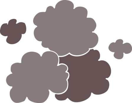 flat color illustration of smoke cloud png