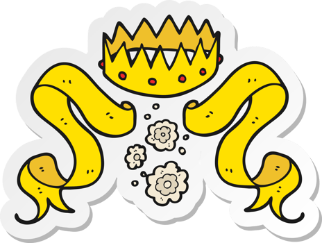 sticker of a cartoon crown and scroll png