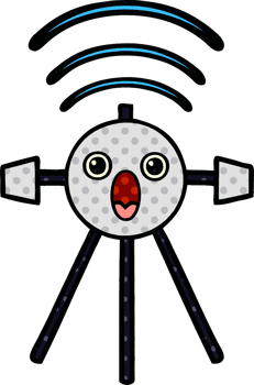 comic book style cartoon of a satellite png