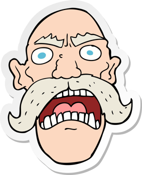 sticker of a cartoon angry old man png