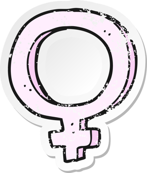 retro distressed sticker of a cartoon female symbol png