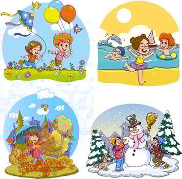 vector illustration of four seasons