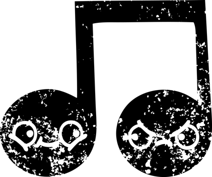 line drawing cartoon of a musical note distressed icon png