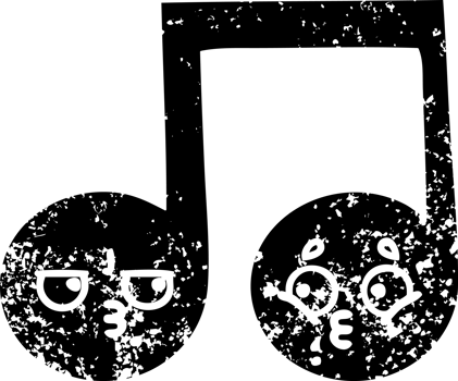 line drawing cartoon of a musical note distressed icon png