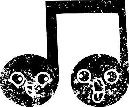line drawing cartoon of a musical note distressed icon png