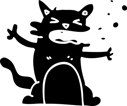 line drawing cartoon hiccuping cat solid black icon png
