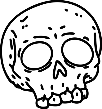 line doodle of a spooky halloween skull icon png