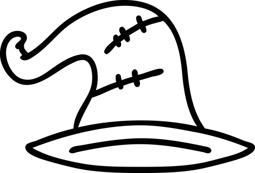 line doodle of an old wizard hat icon png
