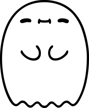 line doodle of a happy halloween ghost icon png