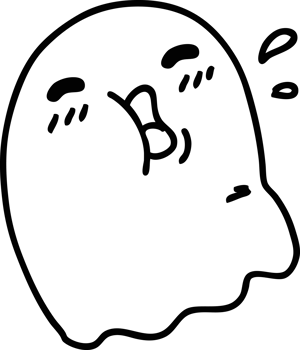 line doodle of a happy halloween ghost icon png