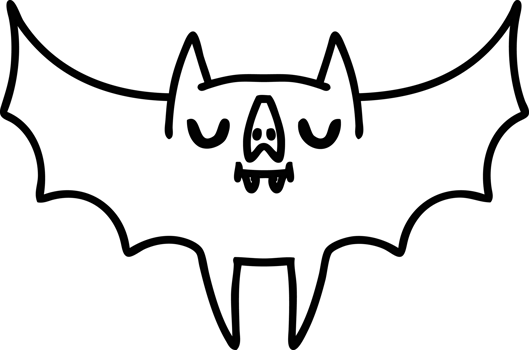 line doodle of a spooky cute halloween bat icon png
