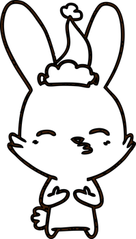 Festive Rabbit Charcoal Drawing icon png