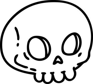 line doodle of a spooky halloween skull icon png